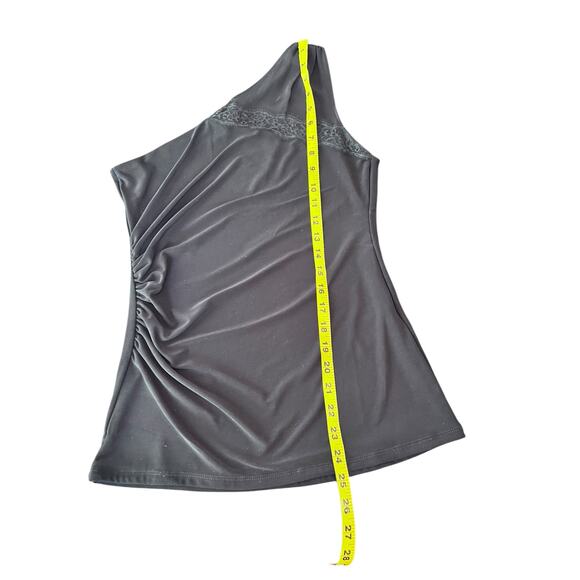 WHITE HOUSE BLACK MARKET BLACK ASYMMETRICAL ONE SHOULDER SLEEVELESS LACE SIZE XS - Picture 9 of 14